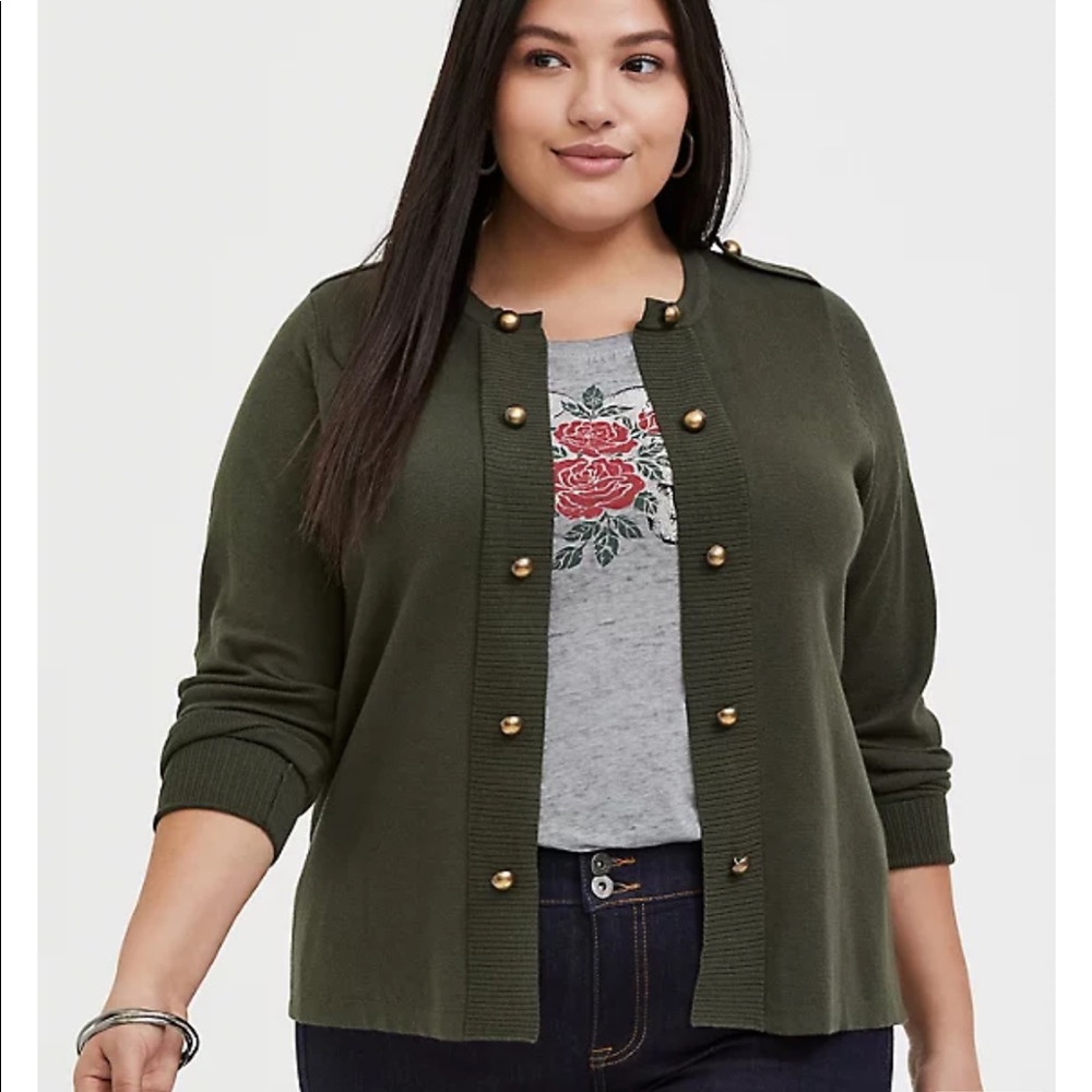 OLIVE GREEN SWEATER-KNIT MILITARY JACKET